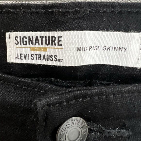 NWT Signature By Levi's Gold Mid Rise Skinny Jeans Women's 34 X 30 Black - Picture 4 of 14